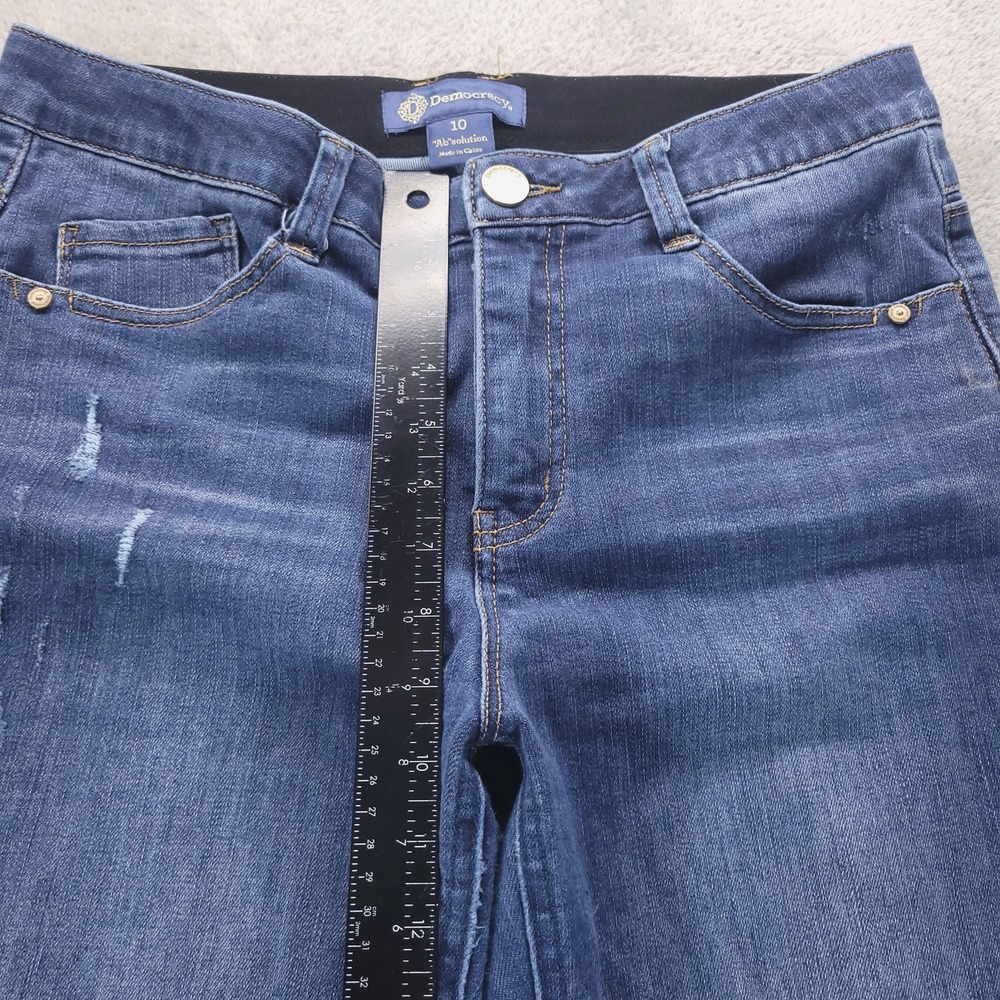 Democracy Jeans Womens 10 Blue Bootcut Mid Rise Distressed Ab Solution Stretch - Picture 6 of 9